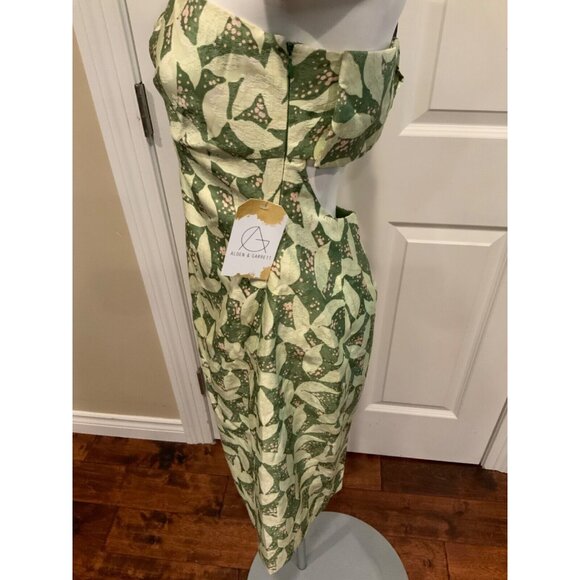 Tracy Reese Green Leaf Patterned Strapless Dress, Size 10 - Picture 3 of 5